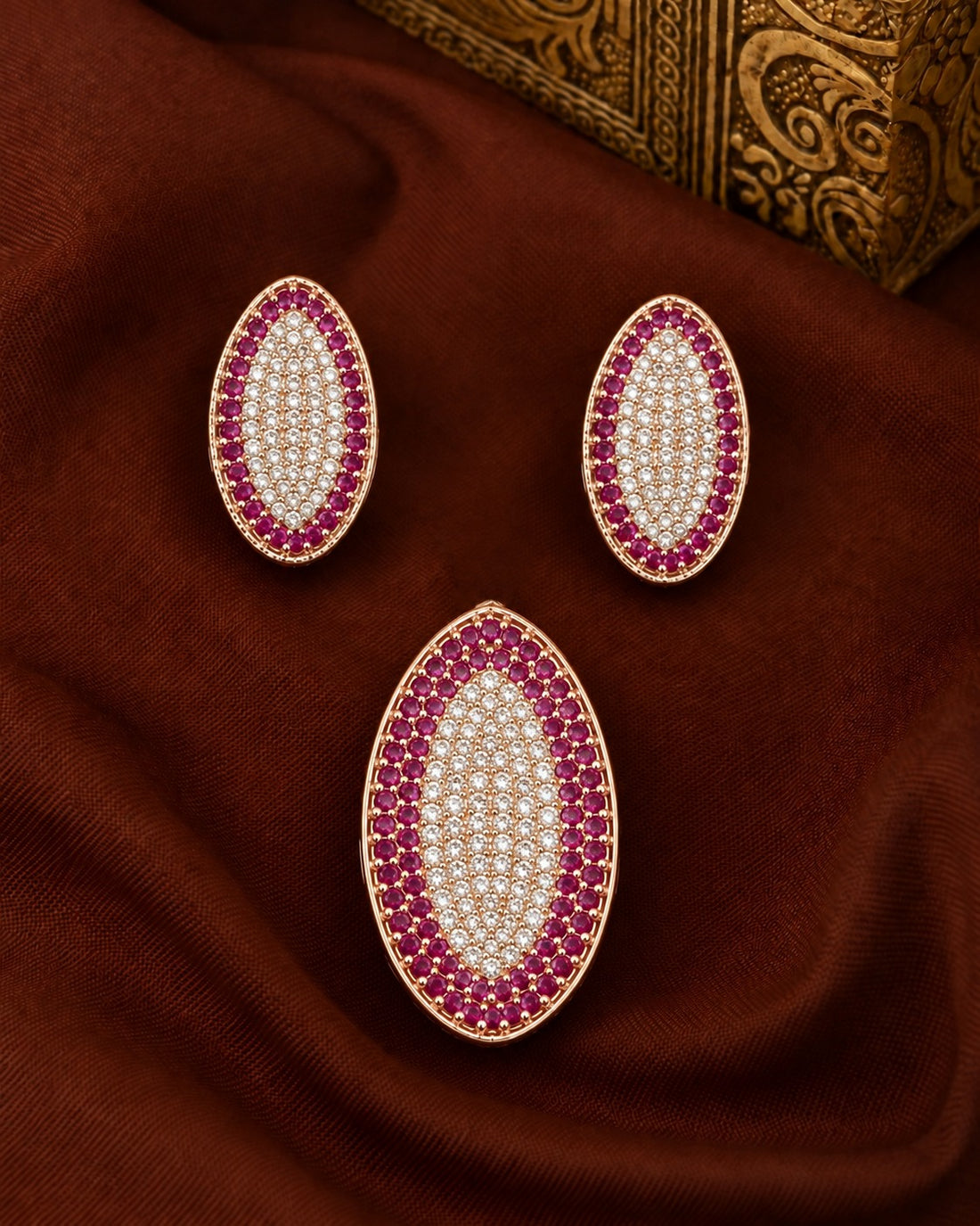 Elara Oval Pavé Pendant & Earrings