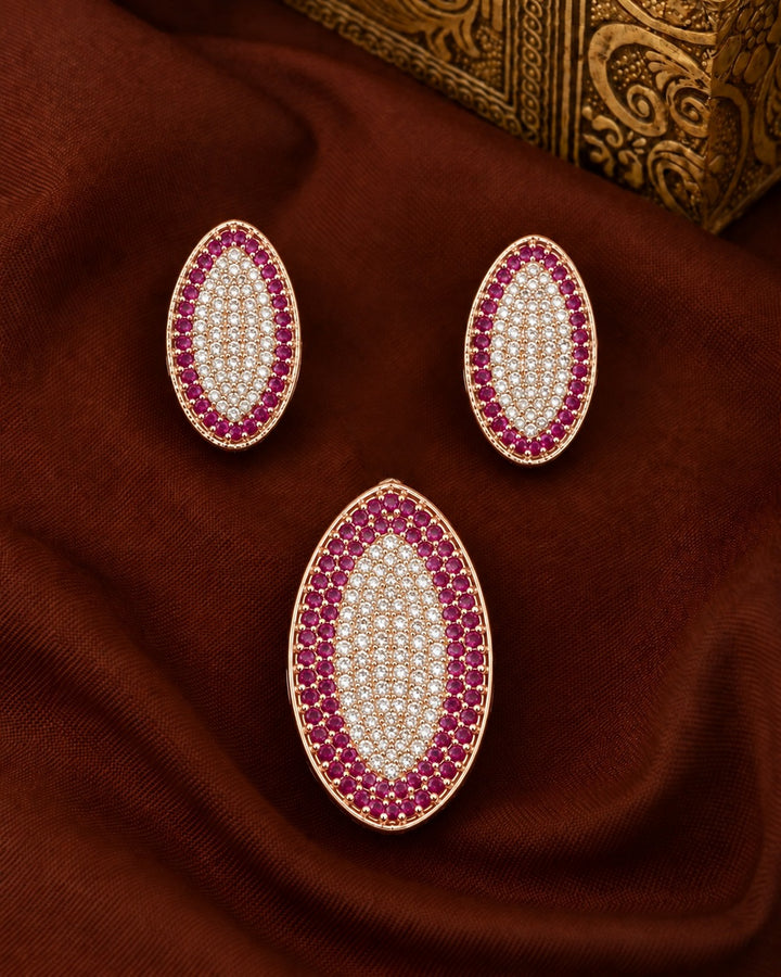 Elara Oval Pavé Pendant & Earrings