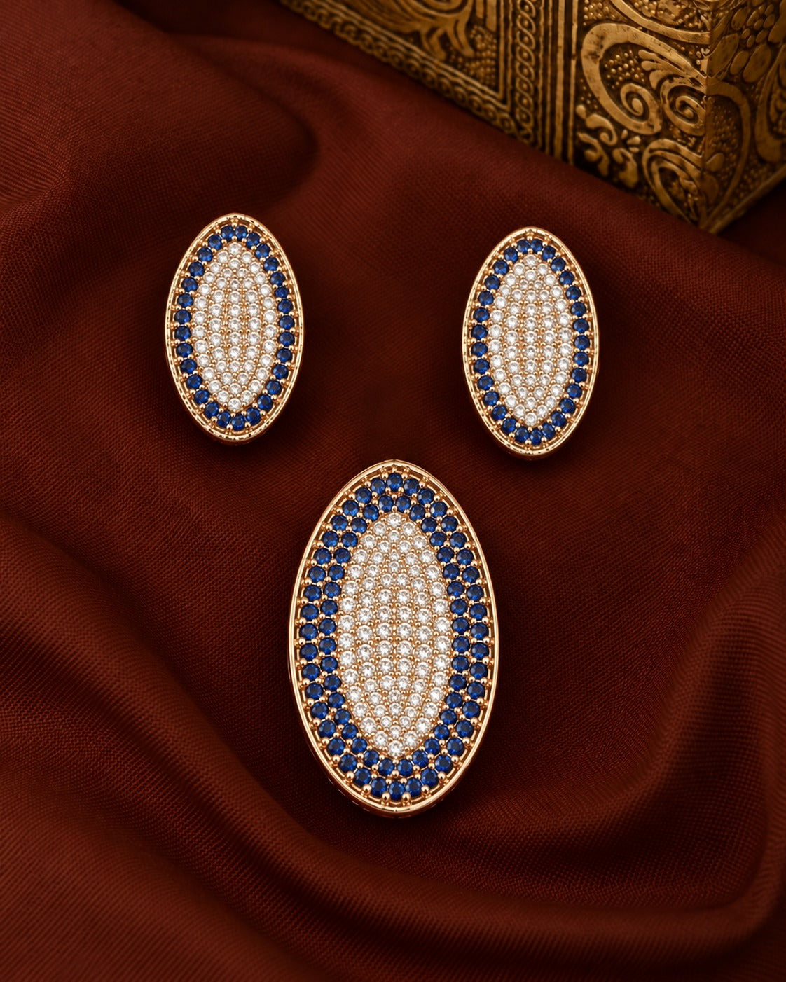 Elara Oval Pavé Pendant & Earrings