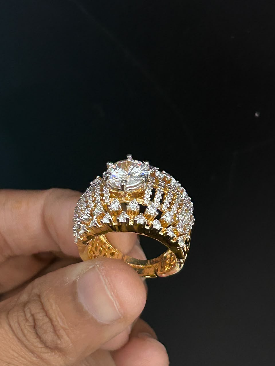 Celestia Crown Solitaire Adjustable Ring