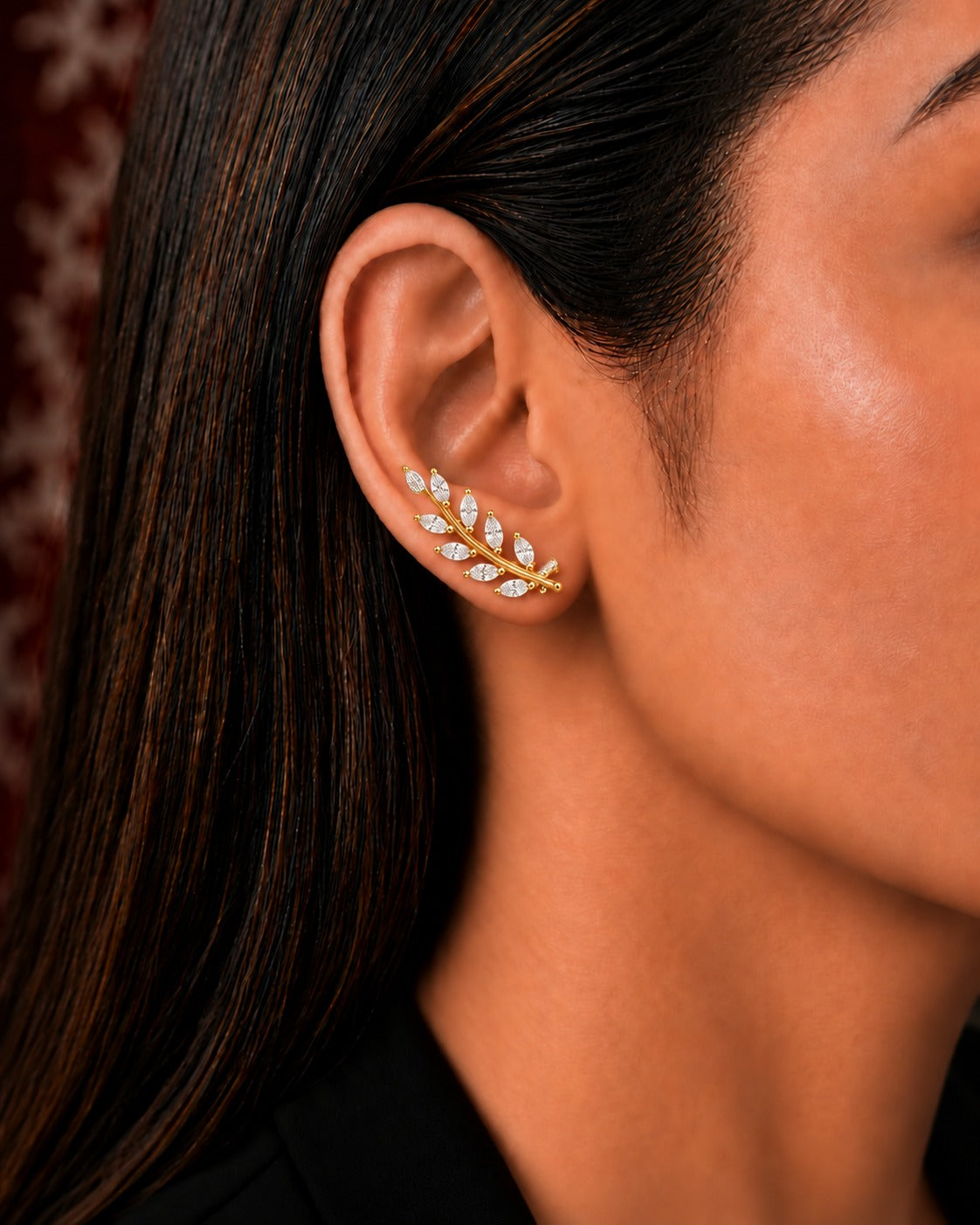 Elara -Leaf Earrings Screw Studs