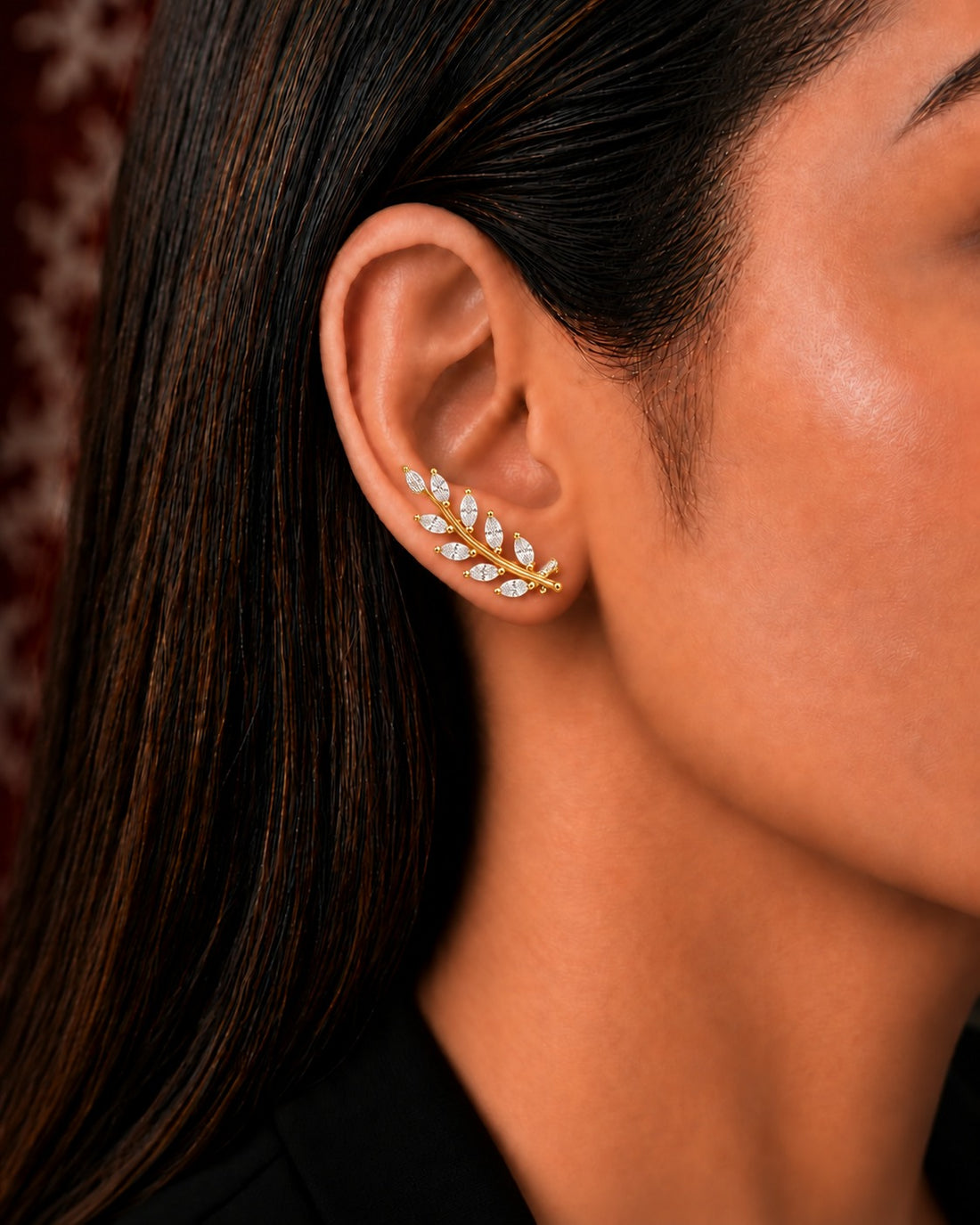 Elara -Leaf Earrings Screw Studs