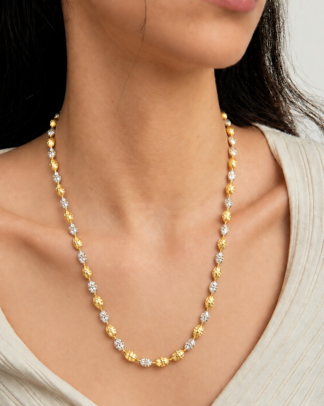 Aurevia Italian Two-Tone Bead Long Chain