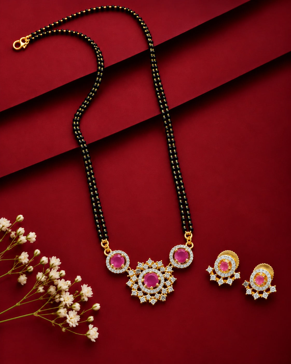 Aarohi Dual-Tone Floral Mangalsutra Set – 18 Inch