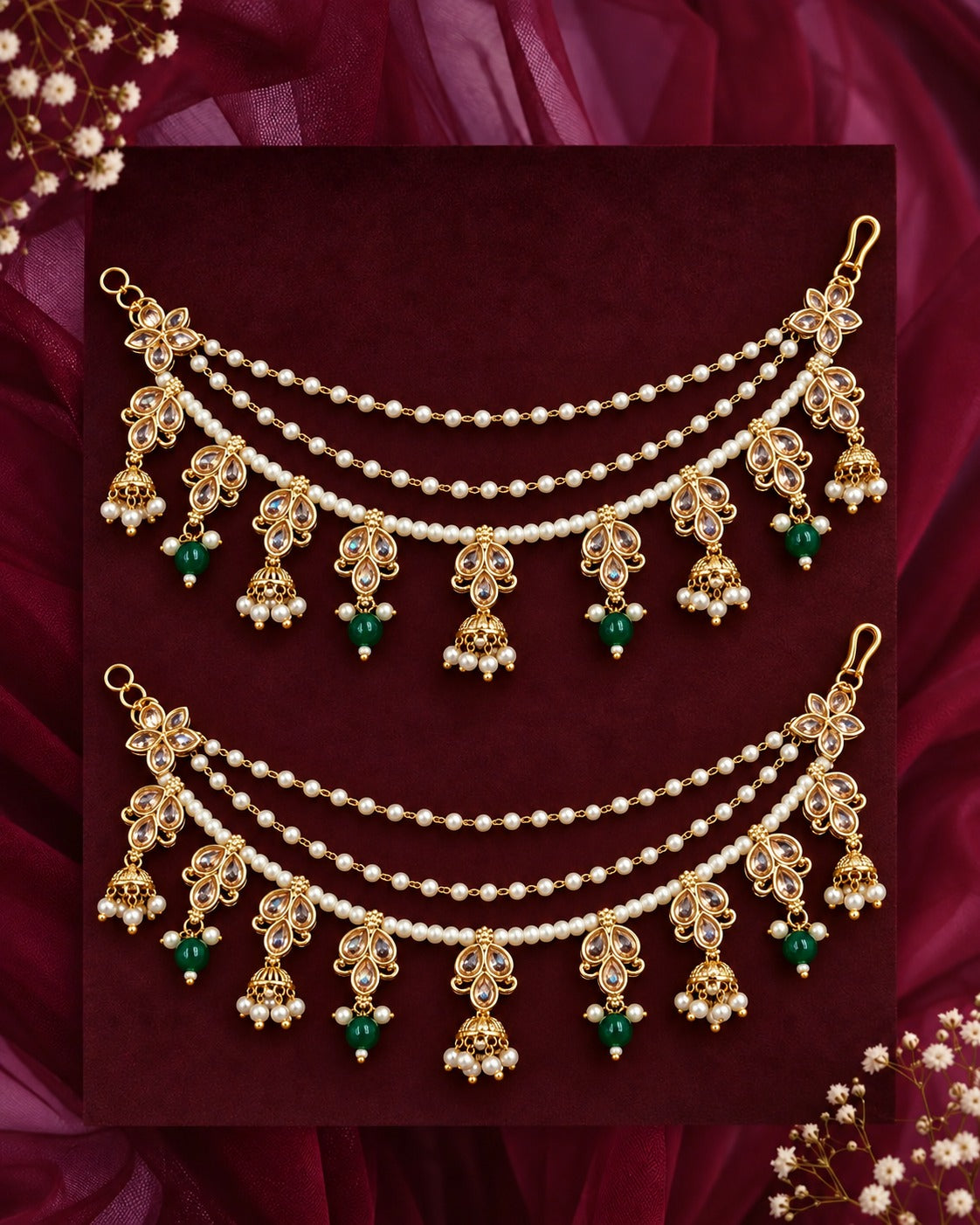 Mehrun Kundan Pearl Kaan Chain