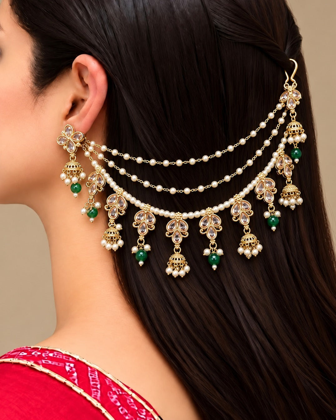 Mehrun Kundan Pearl Kaan Chain