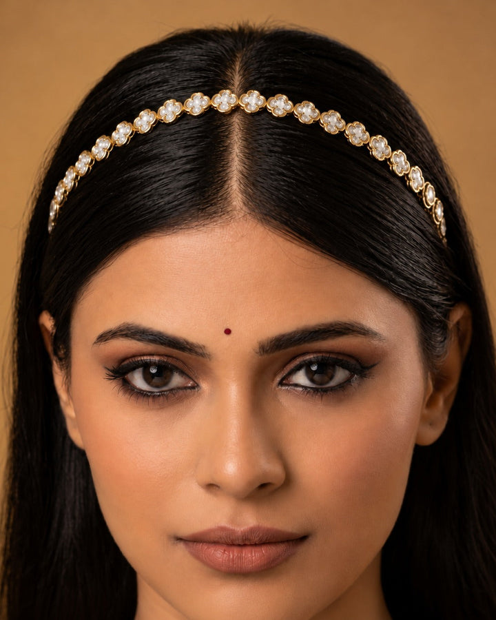 Ishani Pearl Blossom Sheeshphool Hair Band