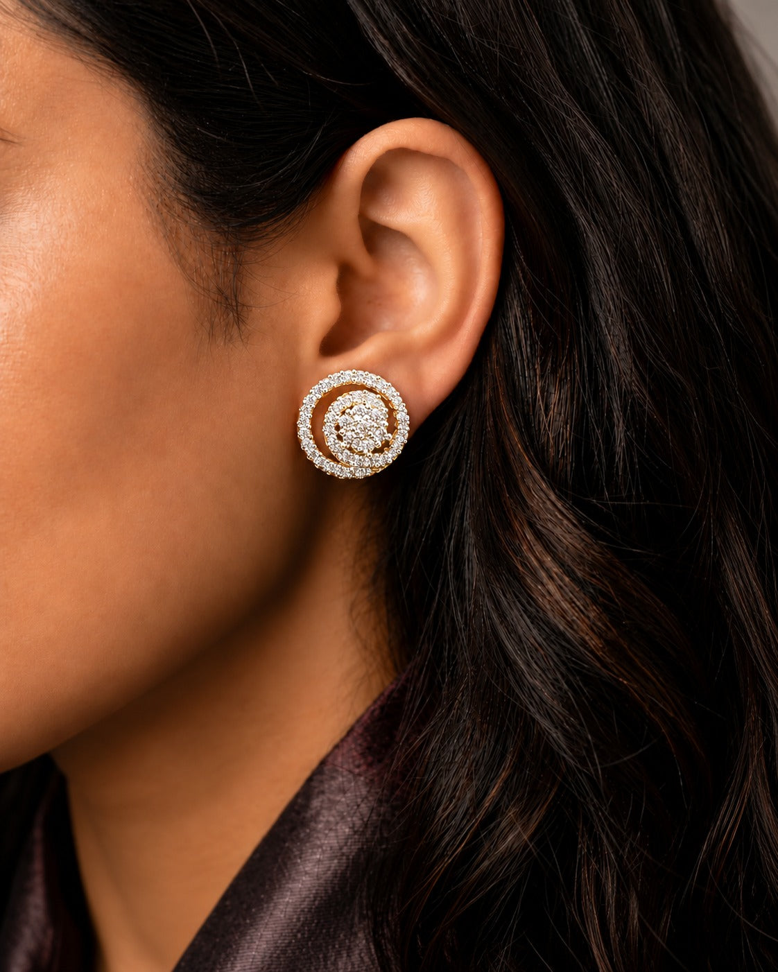 Zivara Screw Back Celestial Swirl Stud Earrings
