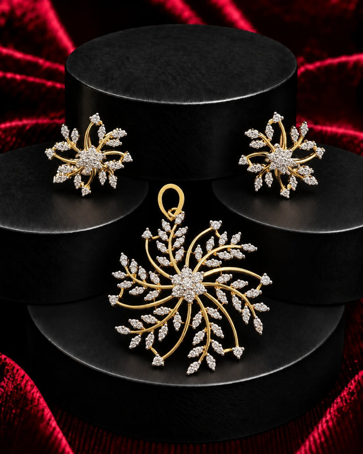 Saanvi Celestia Sunburst  Pendent Set