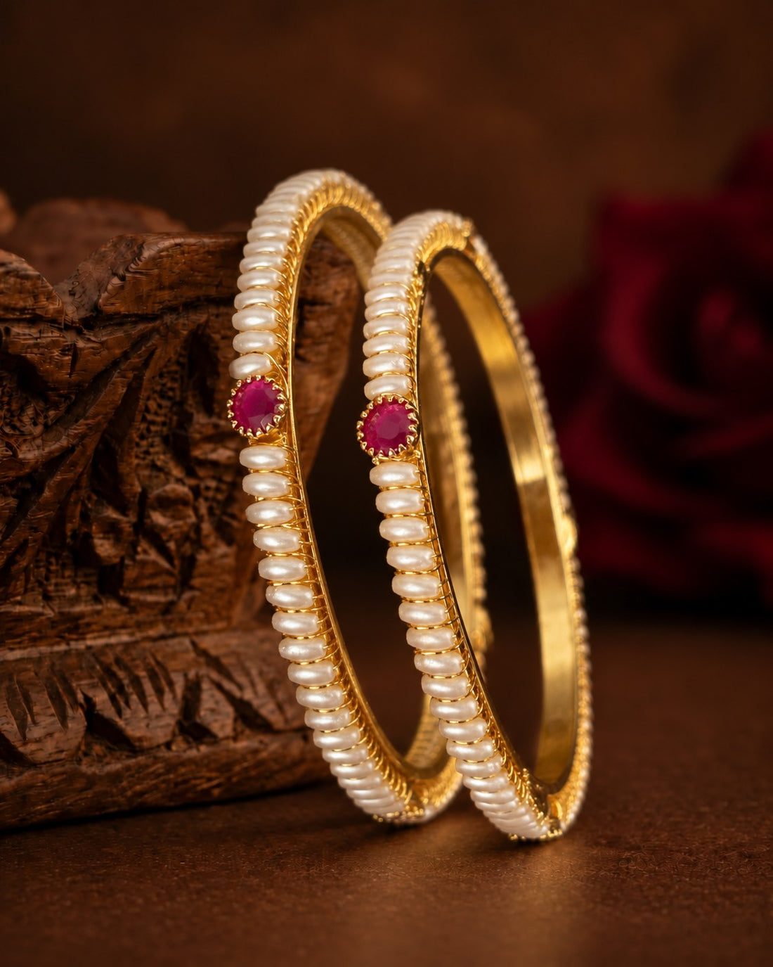 Meher Pearl Ruby Bangles