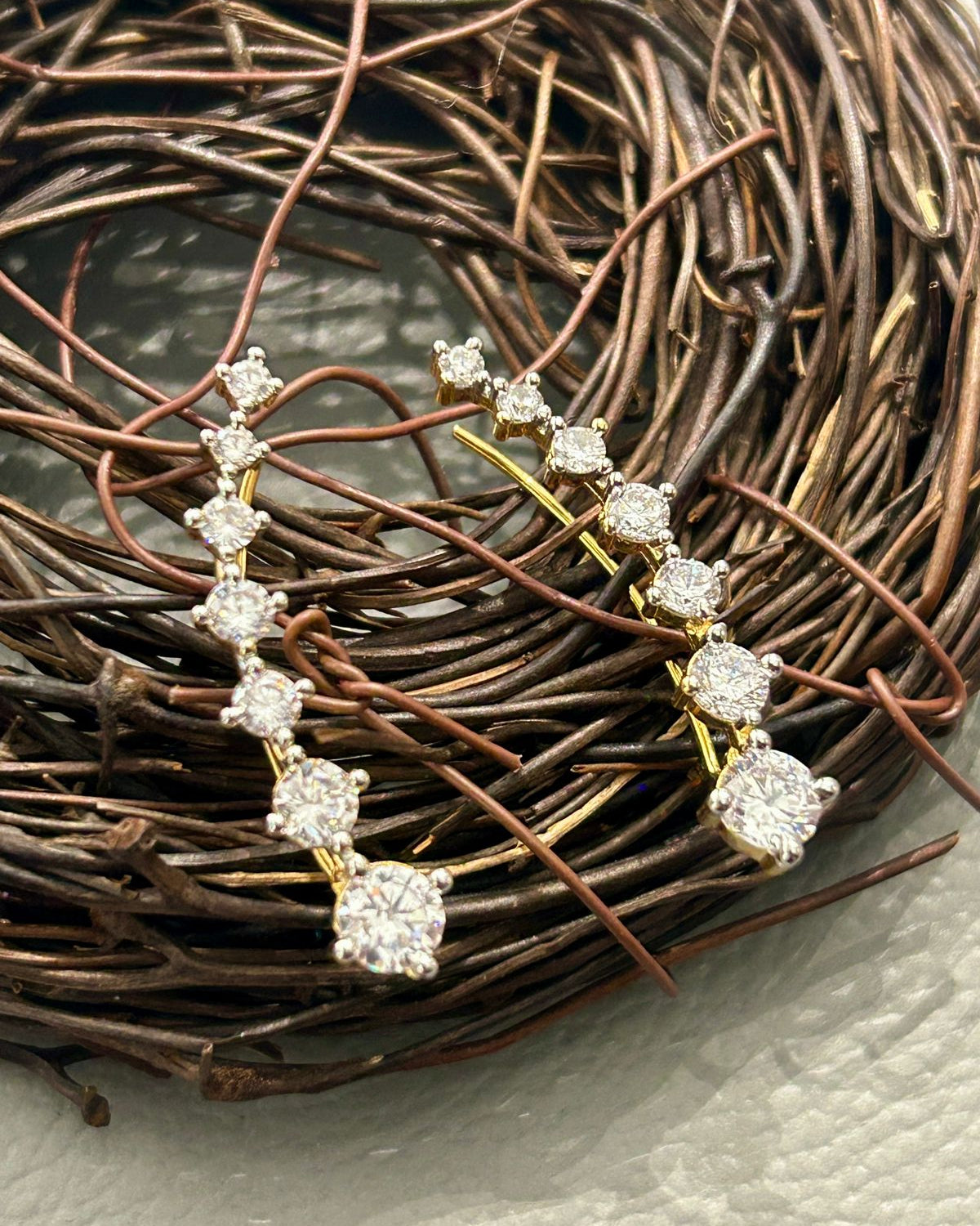 Diamond-Style Ear Cuff for Women – Gold & Silver Finish| No Piercing Required