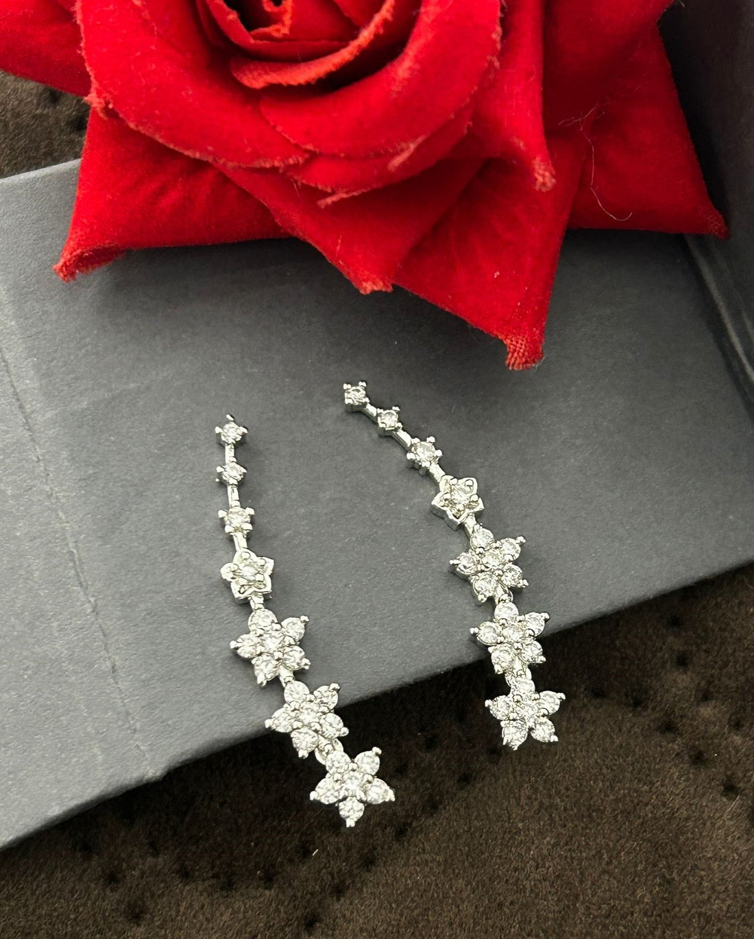 Floral Diamond Ear Cuff | Gold Finish Statement Ear Jewellery