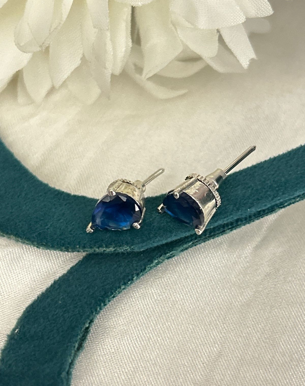 Swarovski Heart Cut Crystal Stud Earrings – Silver Finish | Multi Colour Options