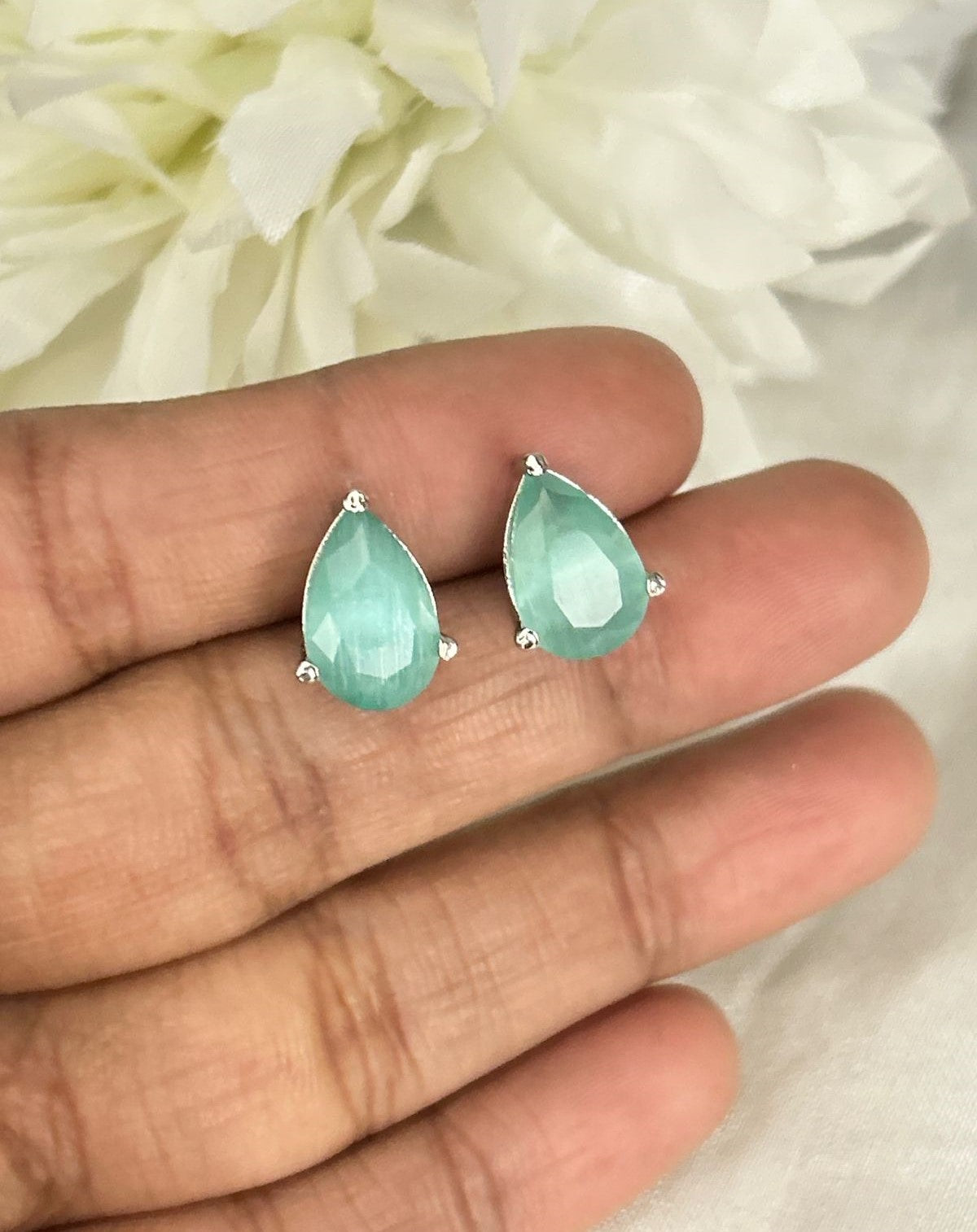 Swarovski Heart Cut Crystal Stud Earrings – Silver Finish | Multi Colour Options