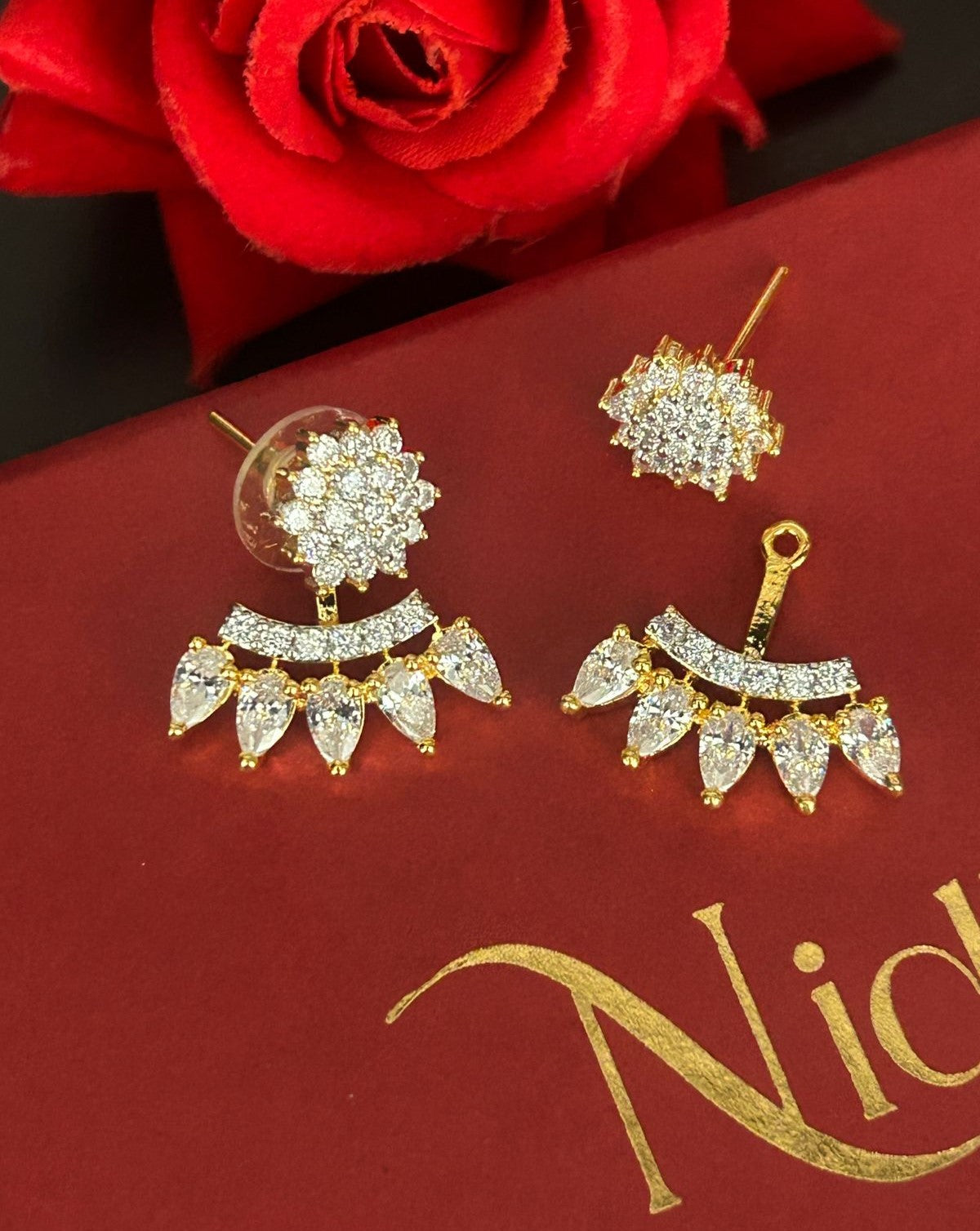 Way Convertible Floral CZ Earrings – Green Variants