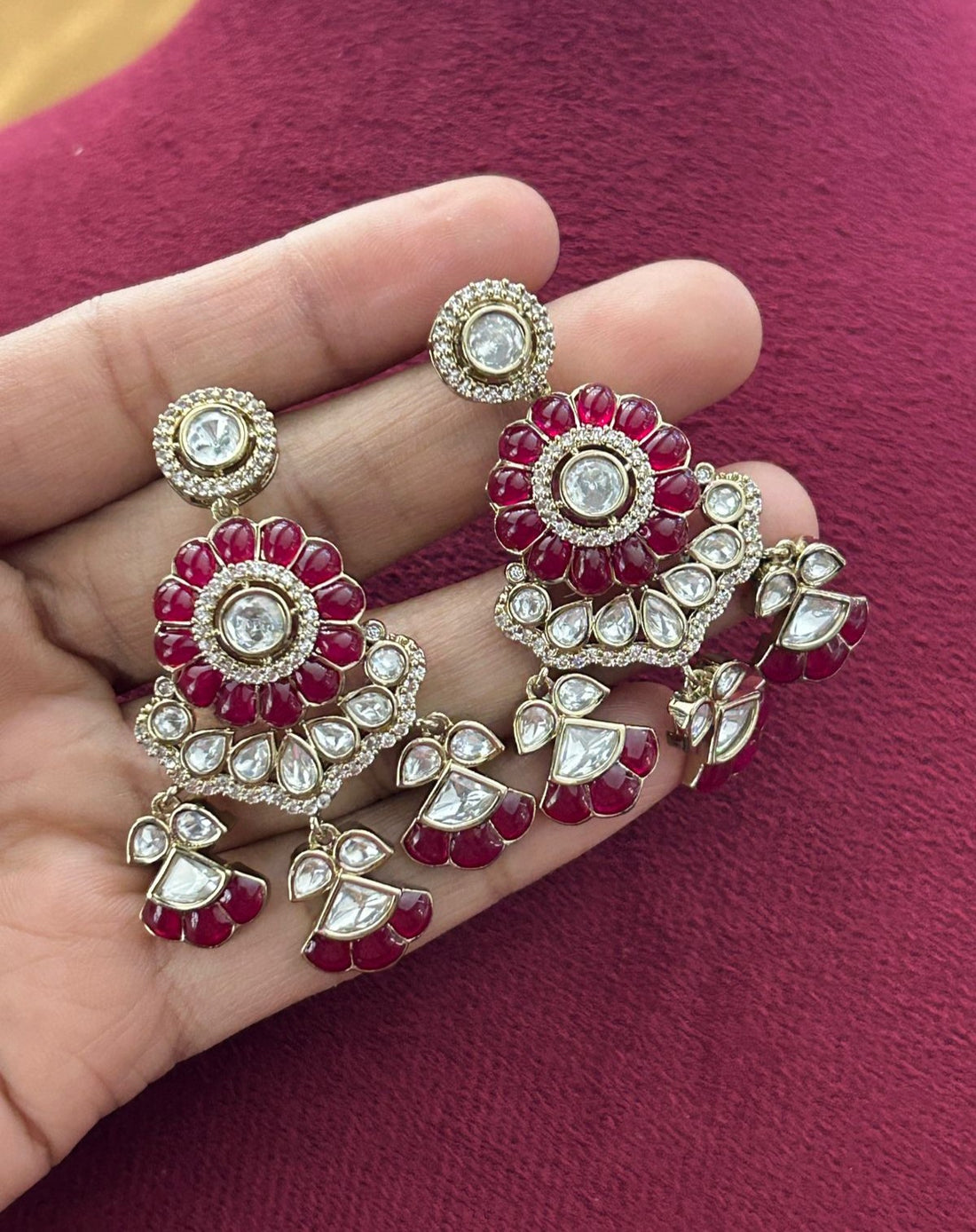 Royal Kundan Choker Necklace Set with Green & Maroon Detailing and Maang Tikka Mehandi Finish Bridal Set