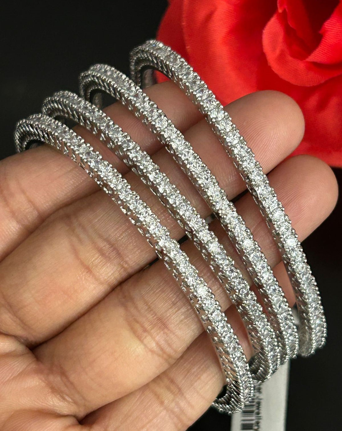 Premium Gold Plated & Silver Plated Diamond Bangles Set of 4