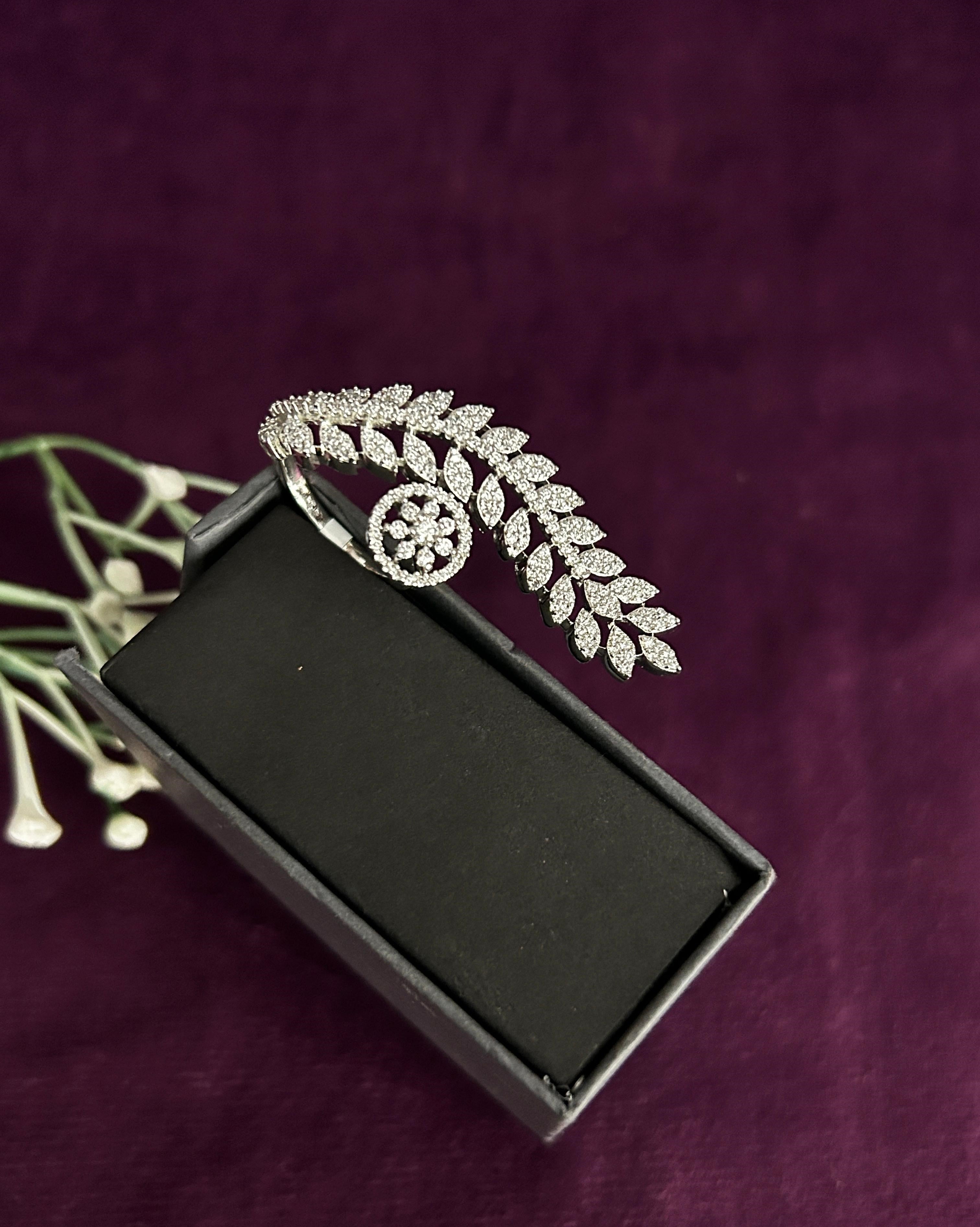 Zyra Leafline Adjustable Vine Statement Ring