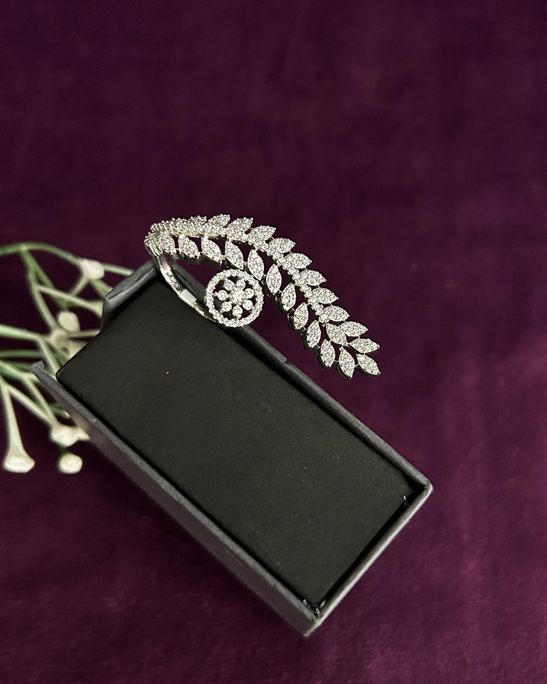 Zyra Leafline Adjustable Vine Statement Ring