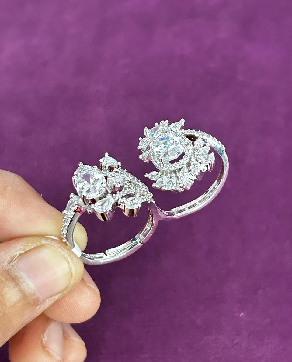 Elara Bloom Adjustable Double Finger Statement Ring