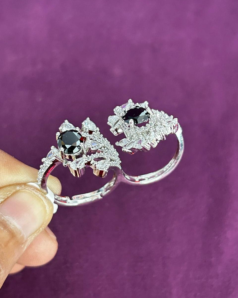 Elara Bloom Adjustable Double Finger Statement Ring