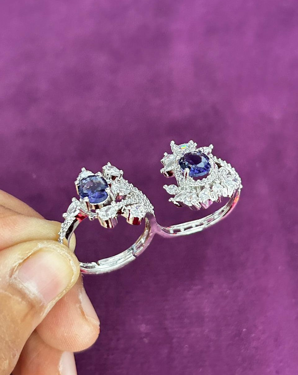 Elara Bloom Adjustable Double Finger Statement Ring