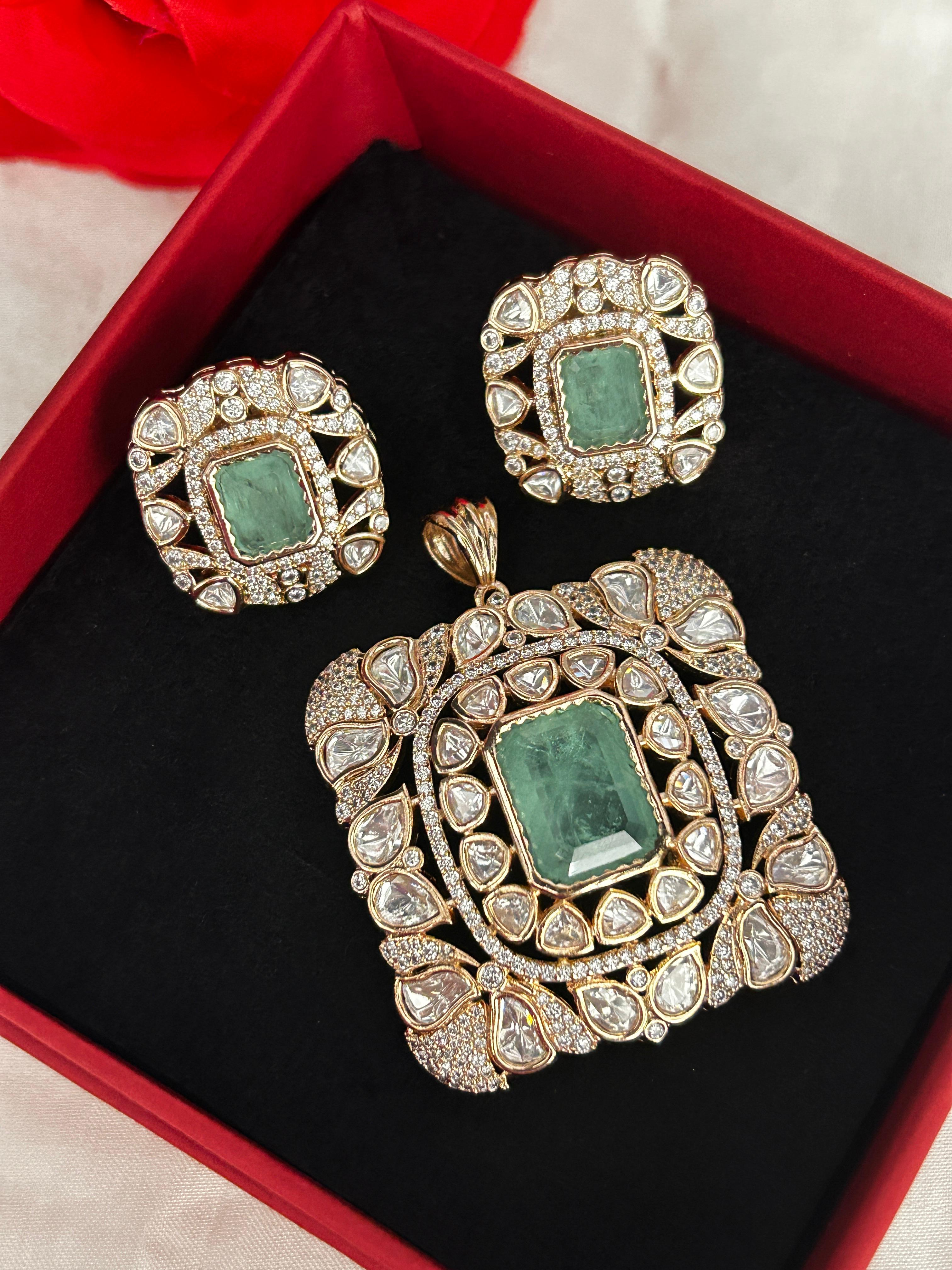 Gulraani Blush Moissanite Pendant Set