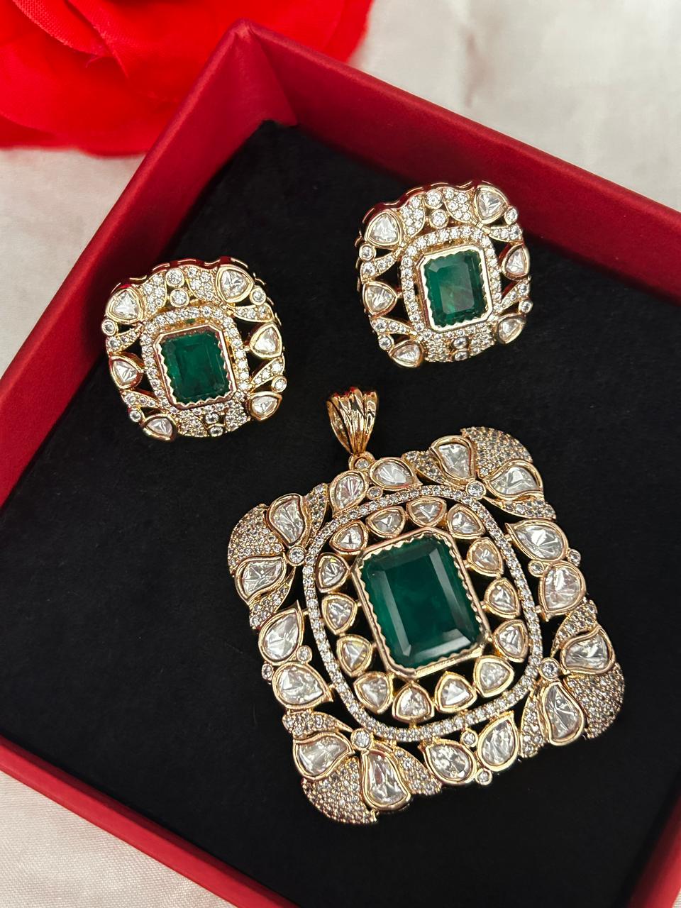 Gulraani Blush Moissanite Pendant Set