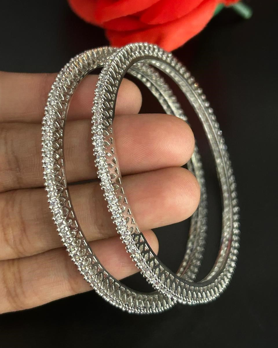 Gold Finish Diamond-Style Designer Bangles for Women
