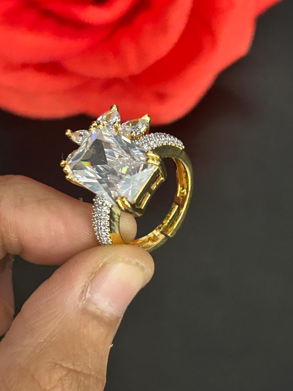 Zehra Emerald Crown Adjustable Ring for Women