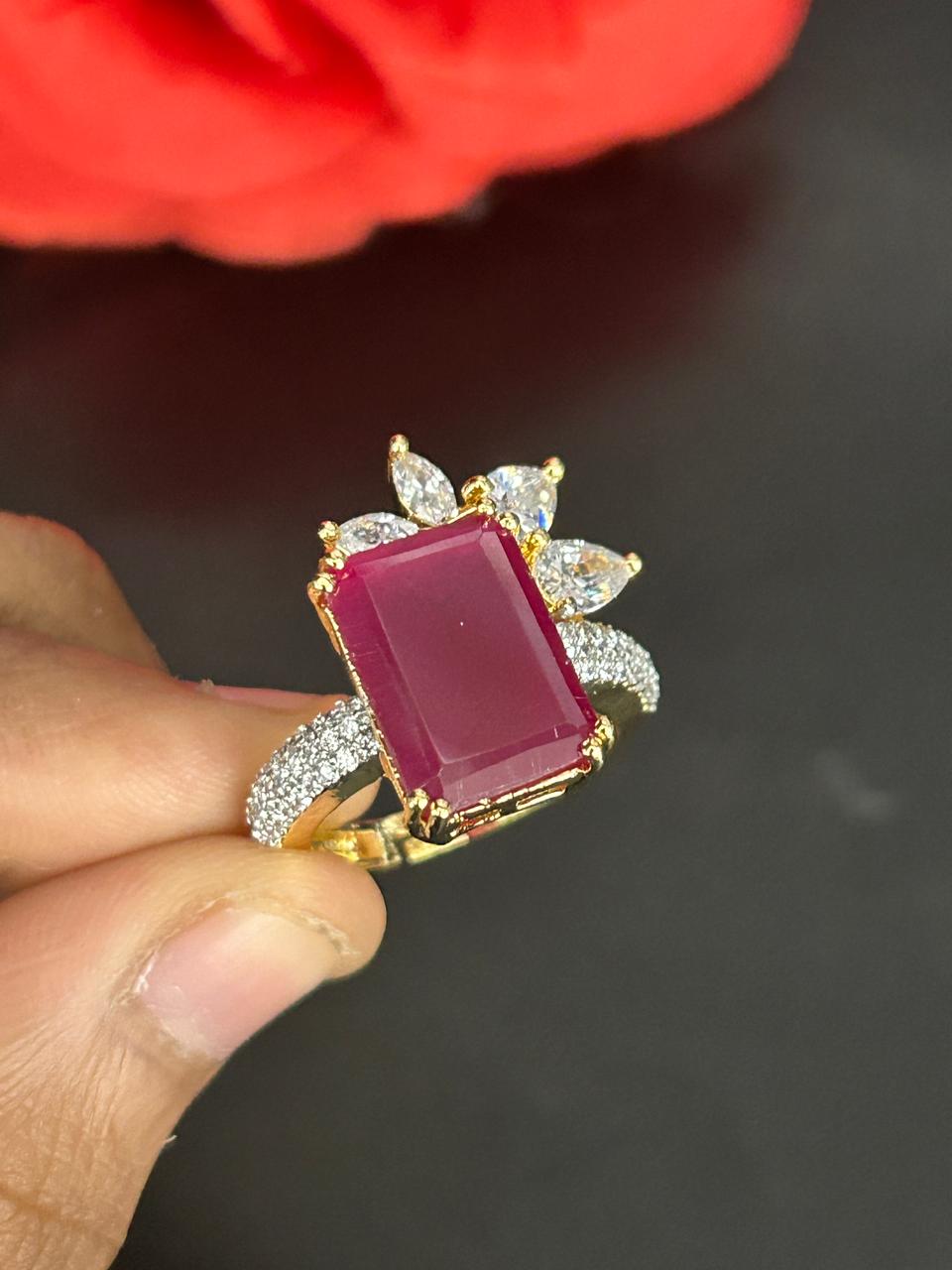 Zehra Emerald Crown Adjustable Ring for Women