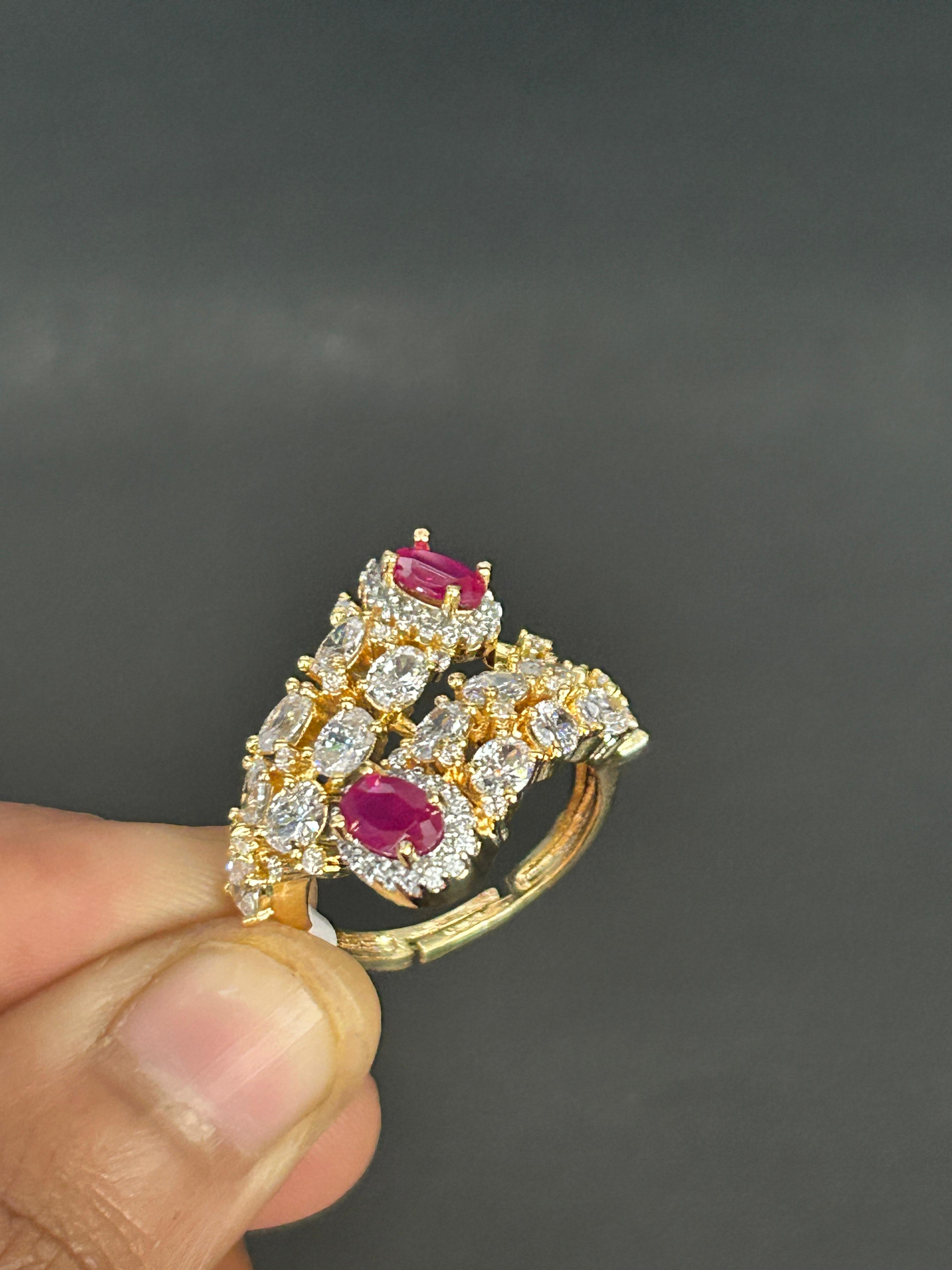 Gulnaar Ruby Bloom Adjustable Ring for Women