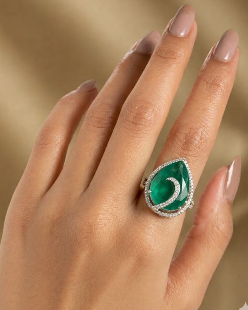Noor-e-Ruby Adjustable Teardrop Ring for Women