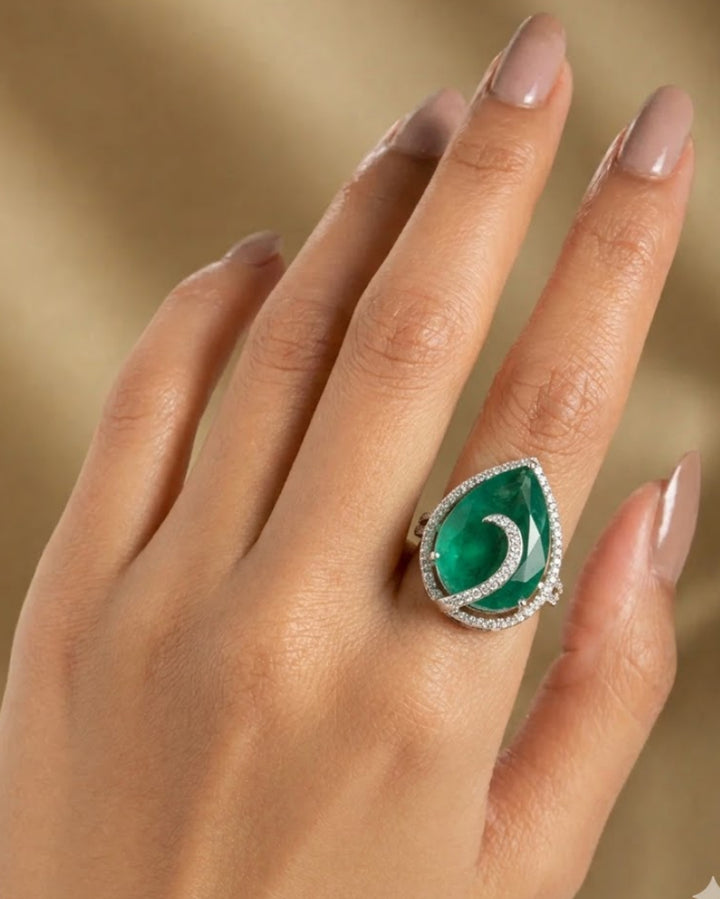 Noor-e-Ruby Adjustable Teardrop Ring for Women