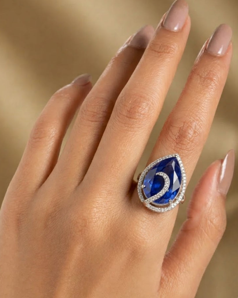 Noor-e-Ruby Adjustable Teardrop Ring for Women