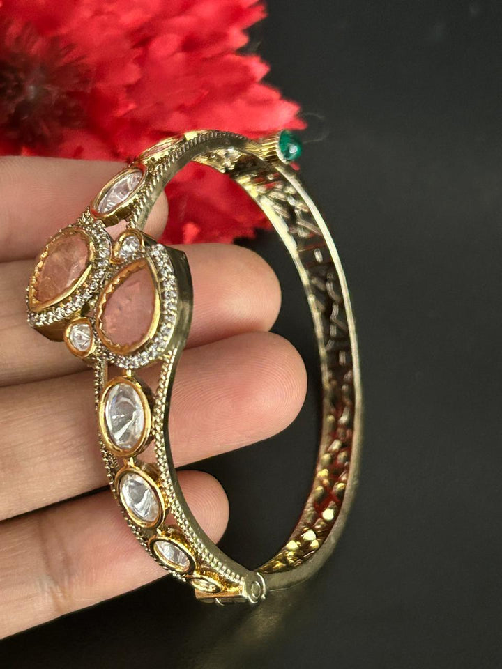 Ruhani Ruby Kundan Mossanite Openable  Kada for Women