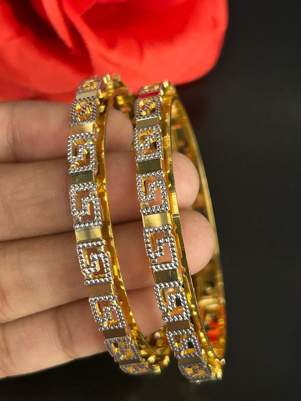 Greek Pattern Dual Tone Bangles