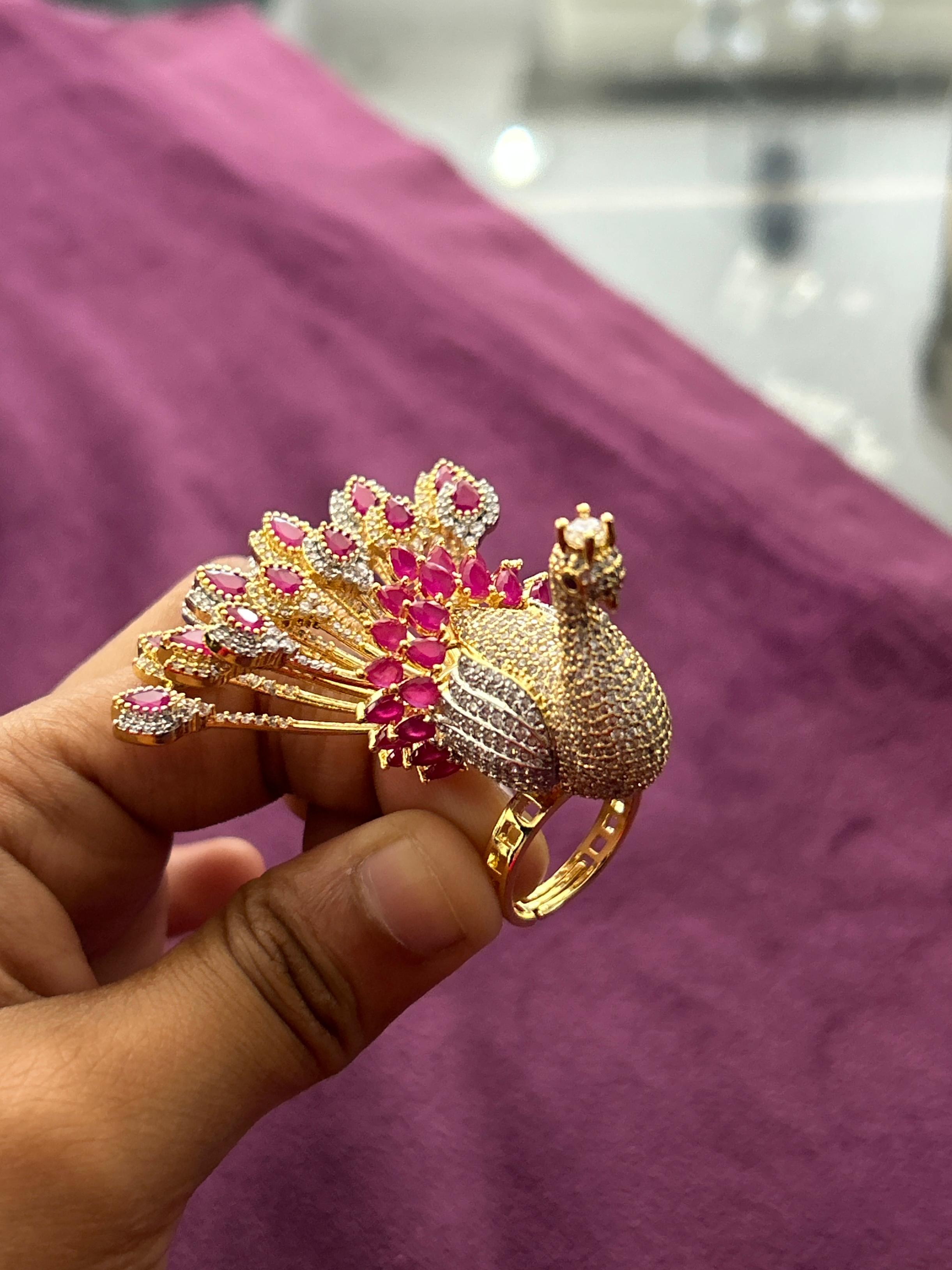Mayurika Mor Designer Peacock Adjustable Ring