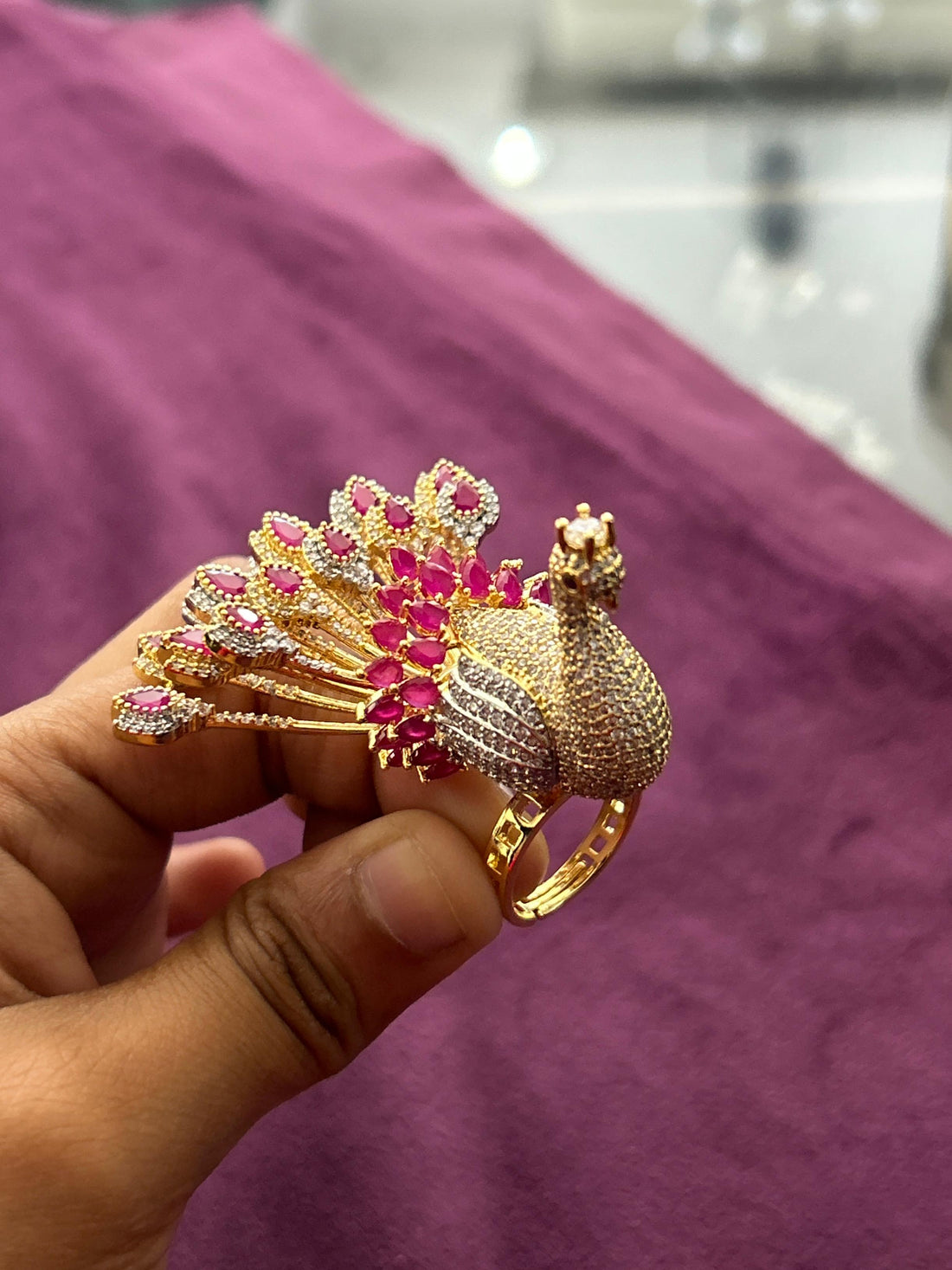 Mayurika Mor Designer Peacock Adjustable Ring