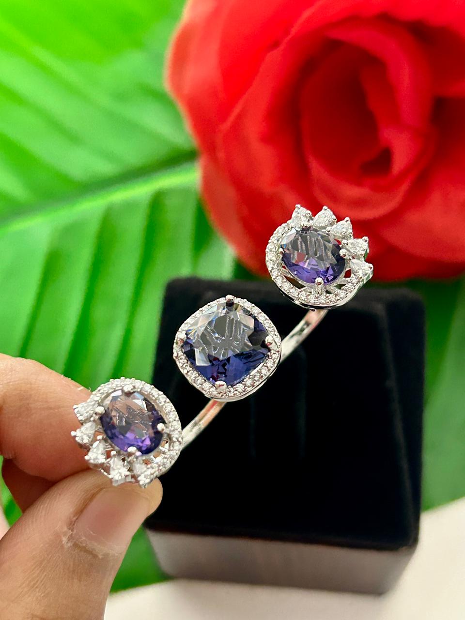 Meher Luxe Stone Adjustable Ring Trio – Elegant Crystal Statement Rings