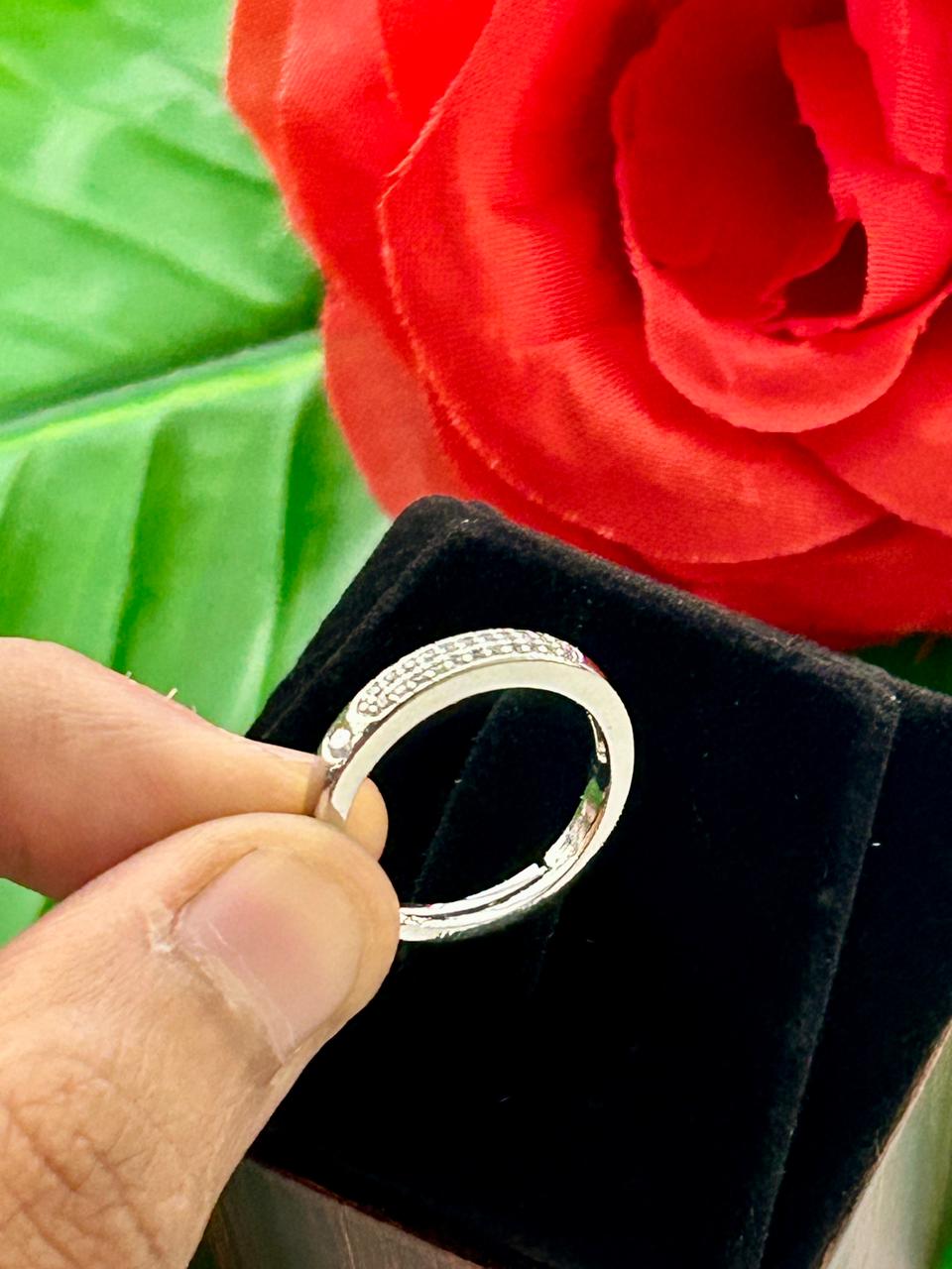 Zariya Shine AD Band Ring for Women Gold Tone Adjustable Ring