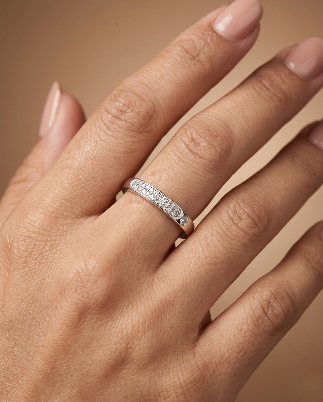 Zariya Shine AD Band Ring for Women Gold Tone Adjustable Ring