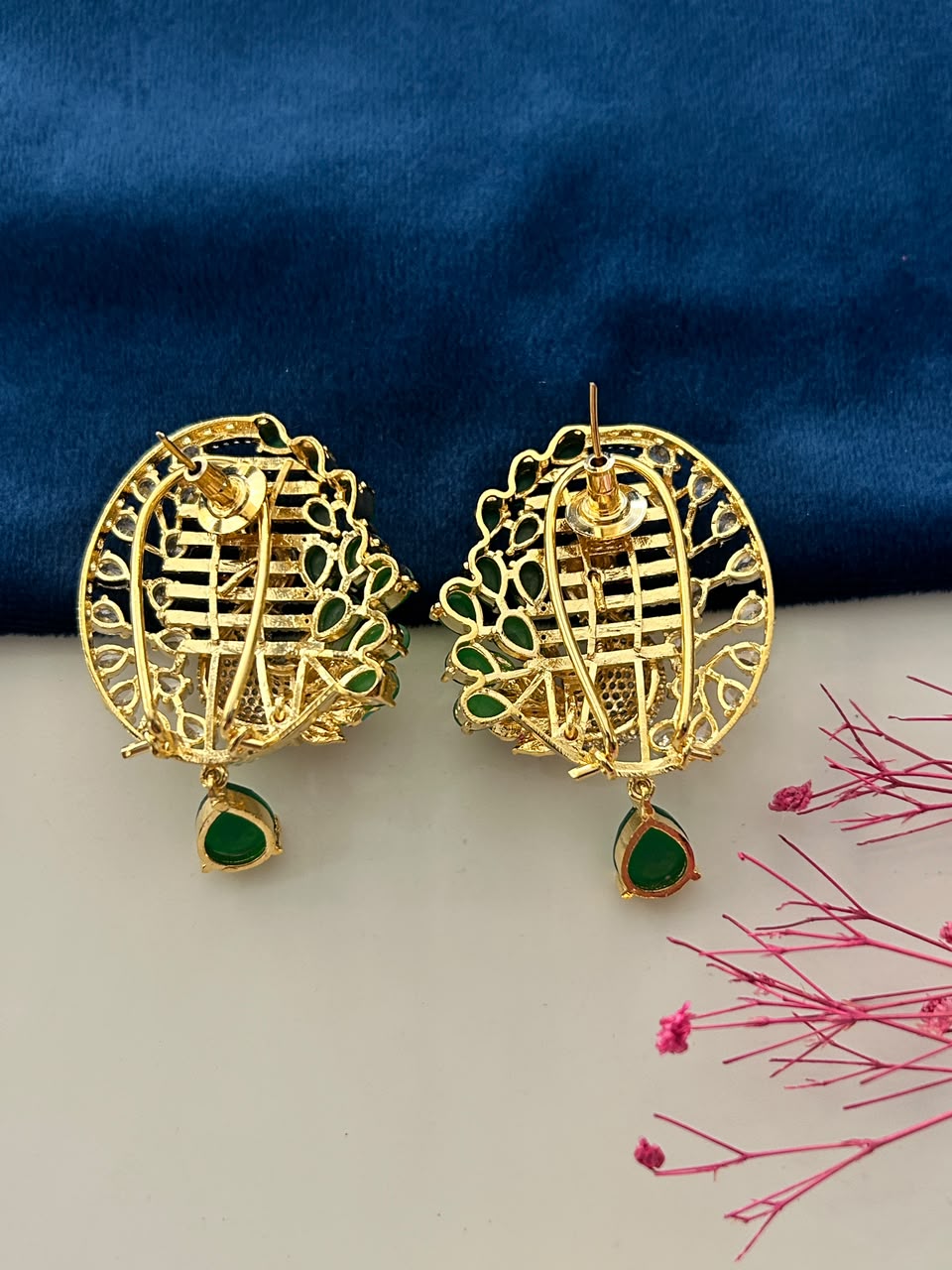 Morangi Emerald Peacock Pendant Set