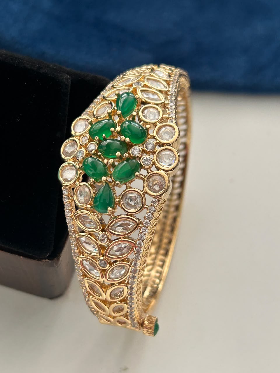 Ruhani Ruby Kundan Traditional Polki Openable Bracelet with CZ Stones for Women