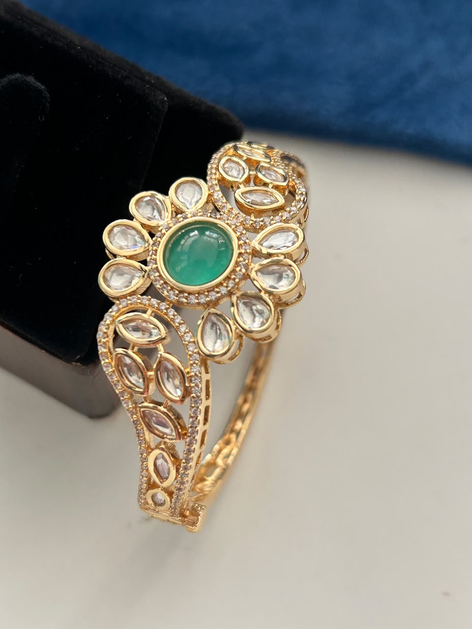 Noorva Floral Kundan  Traditional Polki Style Openable  Bracelet  for Women