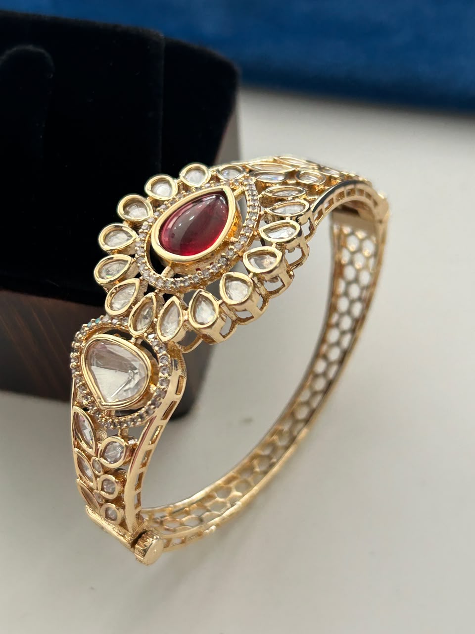 Noorika Kundan Royale   Traditional Polki Style Openable  Bracelet for Women