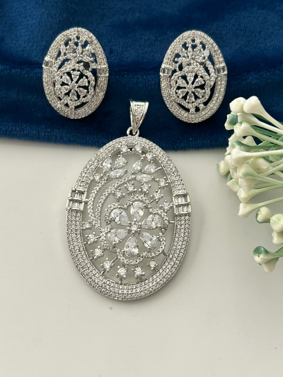 Pushpika Ruby Bloom Screw Pech Pendant Set