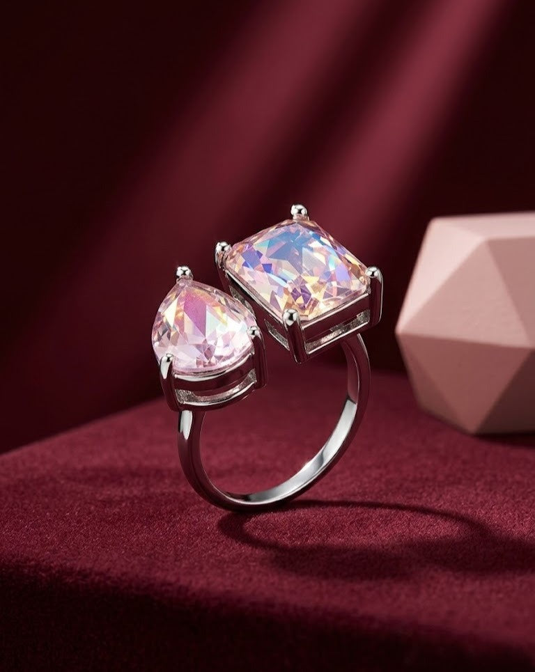 Dual Stone Moissanite Adjustable Ring