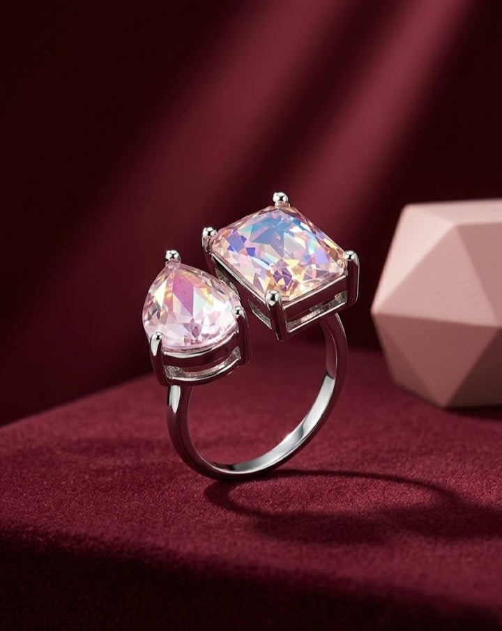 Dual Stone Moissanite Adjustable Ring
