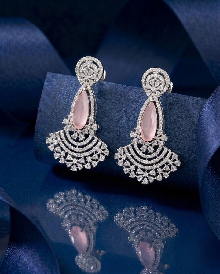 Teardrop Stone Drop Earrings for Women – Pink & Green Party Jewellery